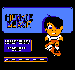 Menace Beach title screen for NES
